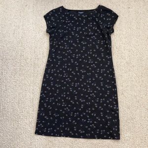 90s Vintage Black Dress with Small Flowers